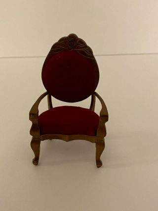 Dollhouse Miniature Victorian Chair Red Velvet Cushion 1:12 Scale