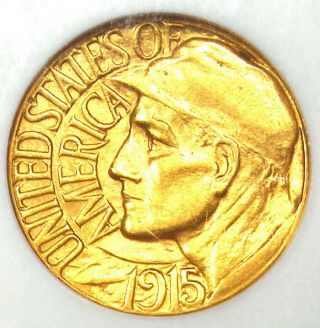 1915 - S Panama Pacific Gold Dollar Pan - Pac G$1 Coin - Certified Ngc Ms62 (bu Unc)