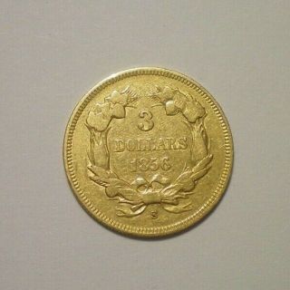 1856 S Three Dollar Gold Vf