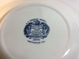 Vintage Staffordshire Liberty Blue Independence Hall China 5 Dinner Plates 10” 3