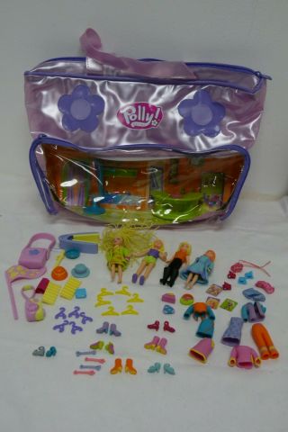 2003 Mattel Polly Pocket Boutique On The Go Toy Doll Bag Bundle Dolls C46