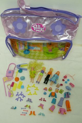 2003 Mattel Polly Pocket Boutique on the Go Toy Doll Bag Bundle Dolls C46 3