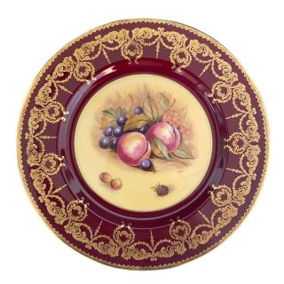 Aynsley Fine English Bone China Cabinet Plate In Orchard Fruit Artist Signed