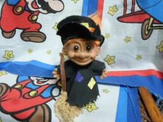 Russ Troll Doll Halloween Witch 4.  5” Orange Hair Brown Eyes 25503 Vg
