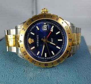Versace Gmt Swiss Made Two Tone Blue Dial Men 