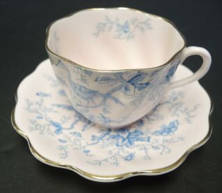 Vintage Cairo Blue On Pink Coalport Cup And Saucer