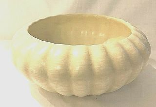 Haeger Art Pottery Planter Console Bowl White Cream Smooth Semi Matte Finish