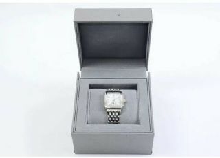 Michele Deco Silver Square Steel Mother Of Pearl 18 Diamond Bracelet Watch