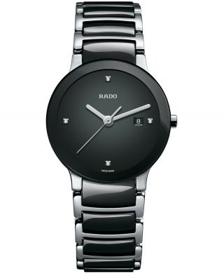 Rado Centrix Diamond Swiss Quartz Black Dial Two Tone Ladies Watch R30935712