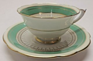 Vintage Paragon Athene Light Green Tea Cup Saucer Fine Bone China England