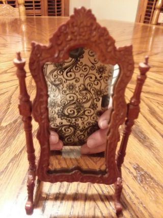 Miniature Dollhouse Ornately Carved Victorian Floor Mirror 1:12