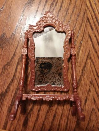 Miniature Dollhouse Ornately Carved Victorian Floor Mirror 1:12 2