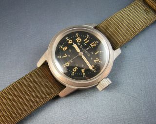 Vintage Bulova A - 17a Hack Us Military Pilots Mens Watch Stainless Steel 1960