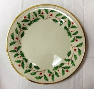 Lenox " Holiday " Holly Dinner Plate 10 5/8 " Ivory Bone China Made In U.  S.  A.