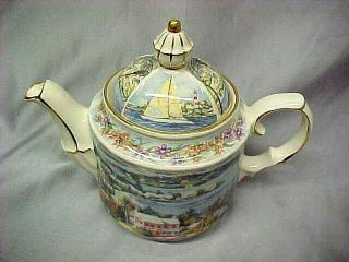 James Sadler Made In England Salt Kettle View Porcelain Teapot China Gc