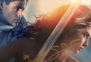 Gal Gadot & Chris Pine Signed Wonder Woman Autographed 8x10 Color Photo