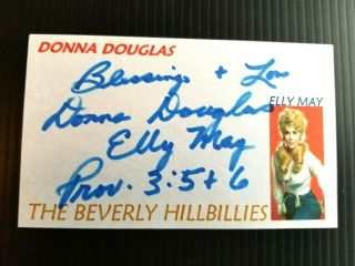 " The Beverly Hillbillies " Donna Douglas " Elly May " Autographed 3x5 Index Card