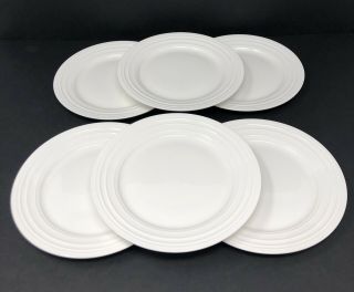 Set Of 6 Mikasa Swirl White Bone China Bread Dessert Plates W/ Embossed Rings