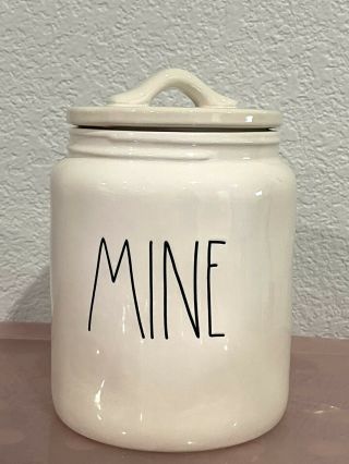 Rae Dunn - Mine - Ll White Canister W/ Lid - 7 " H X 5 " D - By Magenta - L@@k
