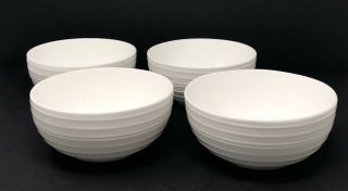 Set of 4 Mikasa Swirl White Bone China Soup Cereal Bowls w/ Embossed Rings 2