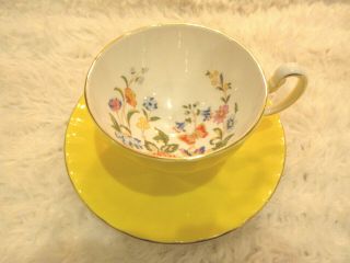 Aynsley Yellow Butterflies And Flowers Teacup & Saucer.