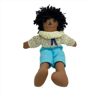 Handmade Diona Signed 1998 Black African American Raggedy Andy Stuffed Doll Toy