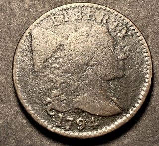 1794 Liberty Cap Large Cent 1c Rare Date Head Of 95 S - 70 Die Crack Type Coin