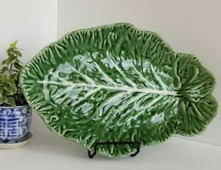 Bordallo Pinheiro Portugal Large Green Cabbage Leaf Majolica Serving Platter