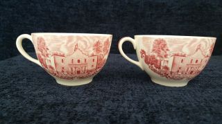 Pair Johnson Bros Historic America Pink Oversized Alamo Cups - Immaculate