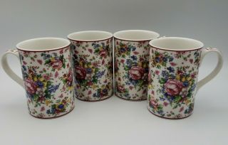 Royal Albert Lady Carlyle Fine China Afternoon Tea Ii 4 Mugs Cups Coffee Chintz