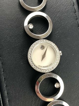 Authentic Movado Ono Diamond White Mop Pearl Dial Swiss Quartz Steel Watch