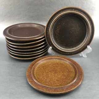 Mid Century Modern Arabia Finland Ruska Pottery Set Of 4 - 6.  3/8 " Bread Plates