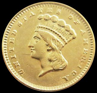 1856 Gold United States Princess Head $1 Dollar Type 3 Coin