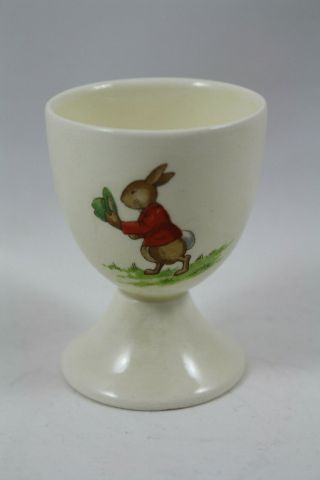 Royal Doulton Bunnykins Footed Egg Cup,  Raising Hat And Playing With Cup & Spoon