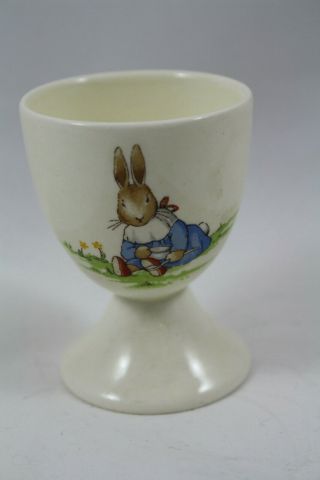 Royal Doulton Bunnykins Footed Egg Cup,  Raising Hat and Playing With Cup & Spoon 3