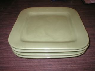 4 Target Home American Simplicity Stoneware Square Lime Green Plates 11 - 1/4”