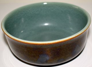 Red Wing Pottery Village Green Soup / Cereal Bowl Brown Teal 1950s Frees&h