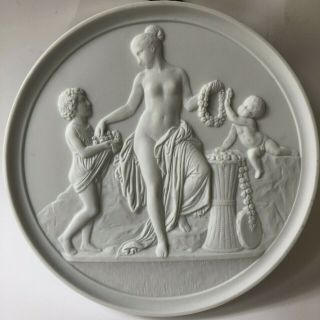 B&g Bing & Grondahl White Bisque Spring Childhood Plaque Wall Art Nude Relief