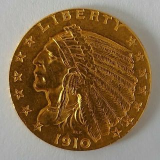 1910 Quarter Eagle $2.  5 Gold Indian,  Bu