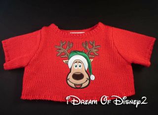 Build - A - Bear Red Sweater Christmas Reindeer Teddy Retired Holiday Clothes