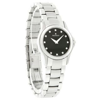 Movado Masino Series Diamond Ladies Black Dial Swiss Quartz Watch 0606186