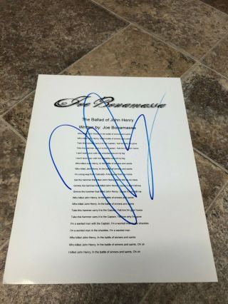 Joe Bonamassa Signed Autographed The Ballad Ofjohn Henry Lyric Sheet Rare