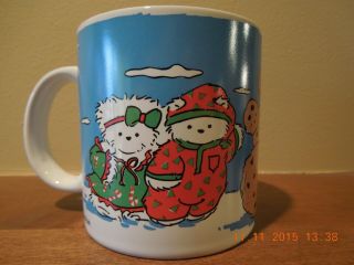Dayton Hudson Santa Bear Mug 1990 Pj Pair Making Cookie Snowman Euc