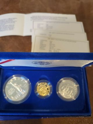 1986 Statue Of Liberty 3 Piece Coin Set 5 Dollar Gold Coin Proof Set