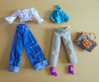 Barbie Doll Clothing Bundle - Jeans Tops,  Shoes & Bag