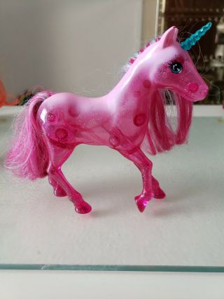 Mattel Pink Regal Unicorn Horse With Sparkle Clear Transparent Pink Hair Glitter
