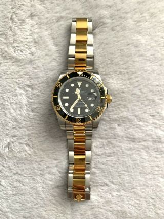 Rolex 18k Gold Submariner Men ' s Black Face Watch 2