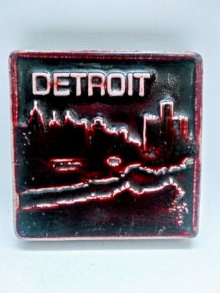 2002 Pewabic Pottery Detroit Skyline Tile 4 " × 4 "