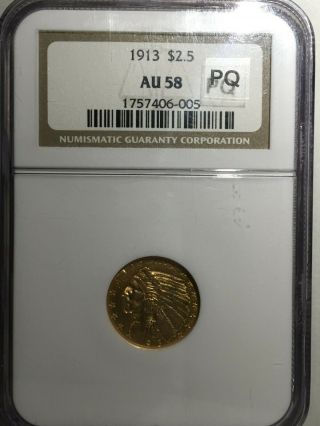 1913 Quarter Eagle == $2 1/2 Indian Gold == Ngc Au - 58==