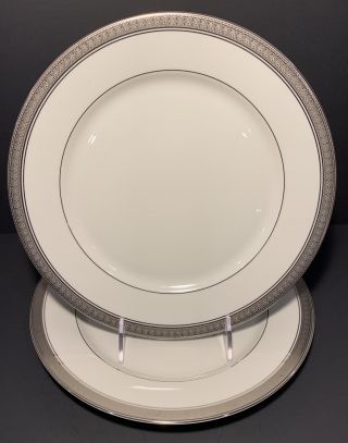 Set Of 2 Mikasa Palatial Platinum 10 - 3/4 " Dinner Plates -